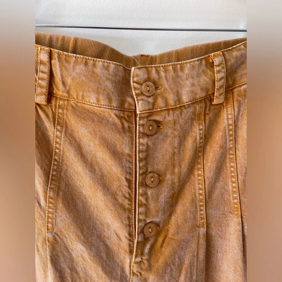 NWT YFB Pants Gold Acid Wash ButtonFly Elastic Waistband high rise pants size L - Picture 7 of 12